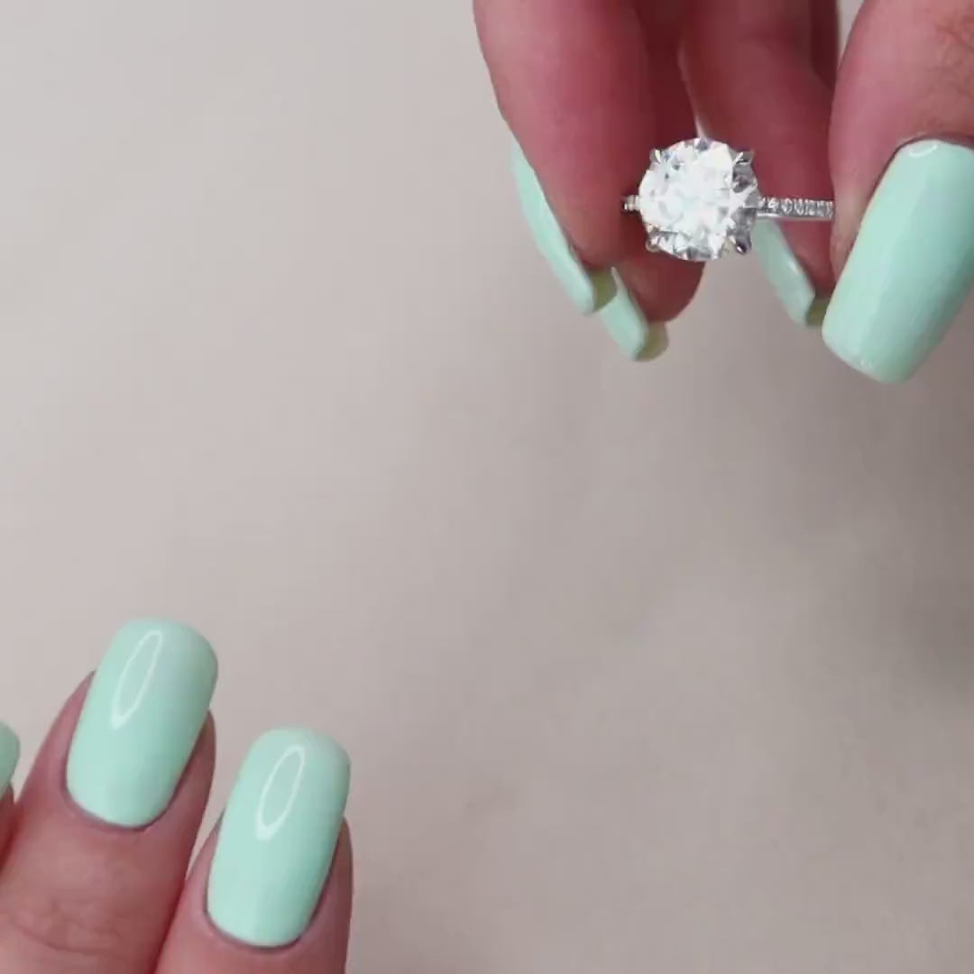 3.50 CT Round Hidden Halo & Pave Setting Moissanite Engagement Ring